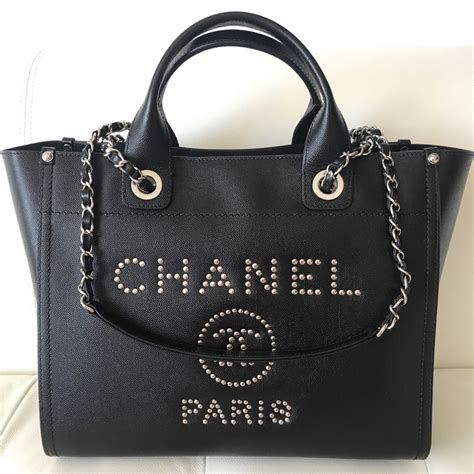 chanel leather deauville tote|Chanel deauville tote bag.